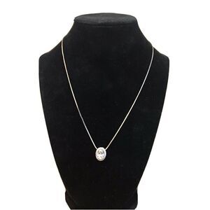 NY Silver Clear Rhinestone Brilliant Cut Drop Pendant Necklace Elegant Bridal